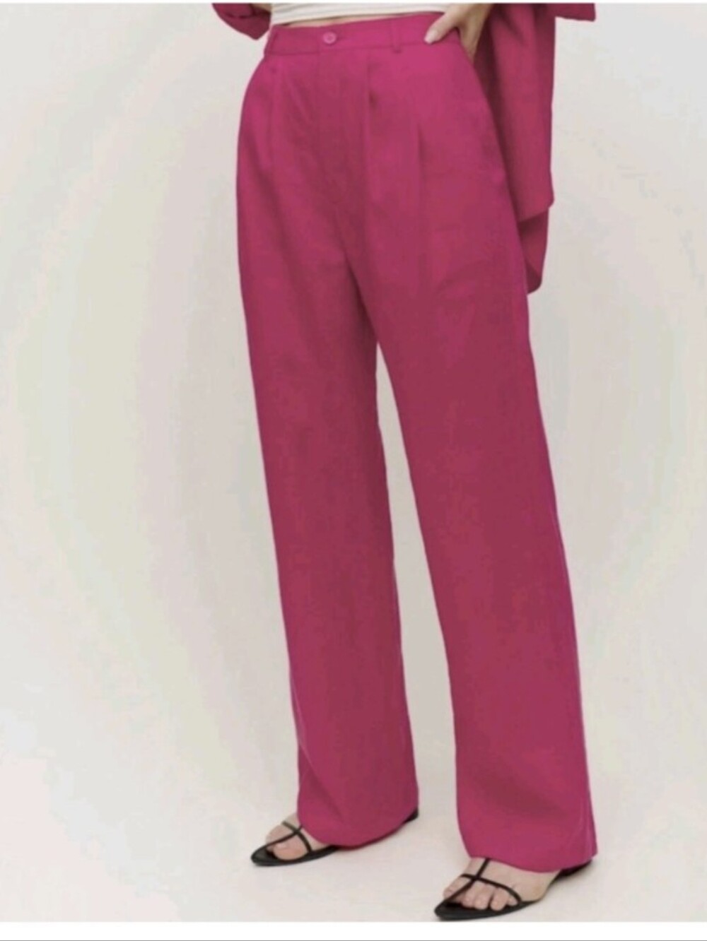 Reformation Vesta Linen Pants Women’s Size 8 Wide Leg Pink Pleated Minimalist